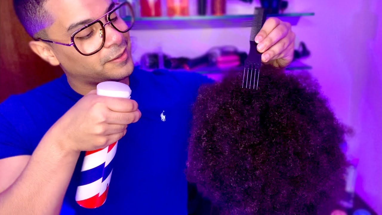 ASMR Hair Salon Roleplay Taking Care of Your Afro Hair, Scalp Massage Soft Spoken Barber