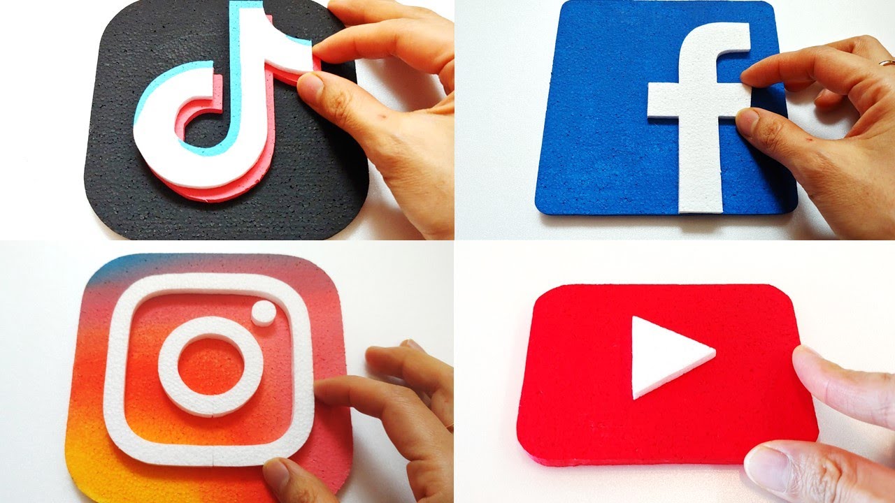 How to make social media logo  - youtube, facebook, tiktok, instagram -Styrofoam Art-