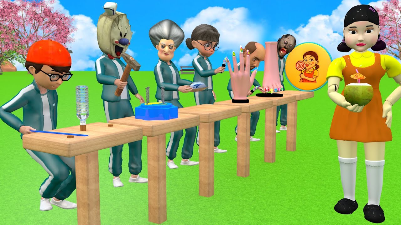 Scary Teacher 3D vs Squid Game Who Completed Task Better and Squid Girl Drinking Water Challenge
