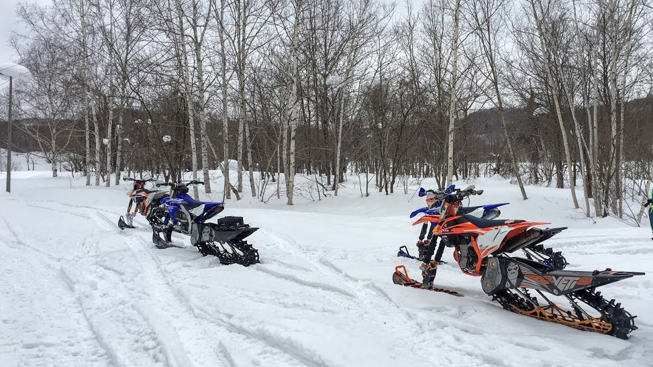 Snowbiking in the mountains of Niseko