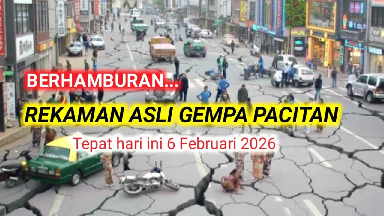 DETIK DETIK GEMPA HEBAT GUNCANG PACITAN JAWA TIMUR HARI INI, RUMAH AMBRUK WARGA BERHAMBURAN