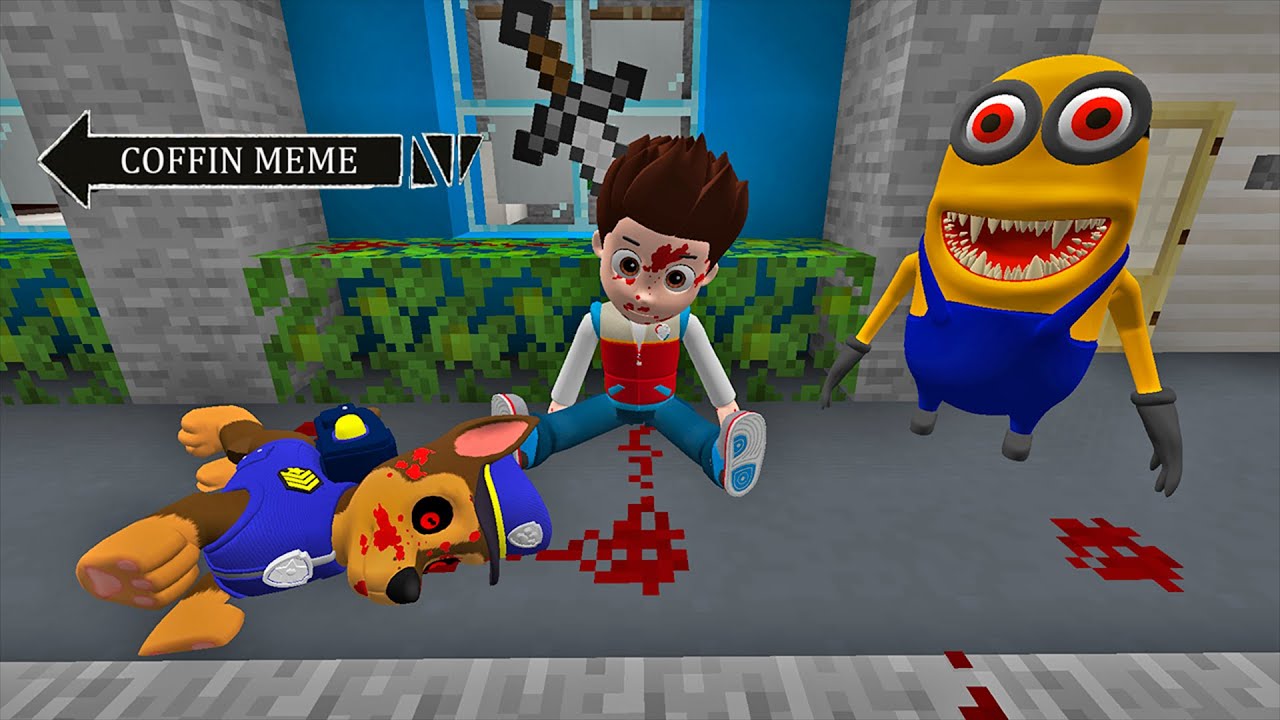 WHAT HAPPENED TO PAW PATROL RYDER AND CHASE in MINECRAFT ! Paw Patrol VS Scary Minions - Gameplay
