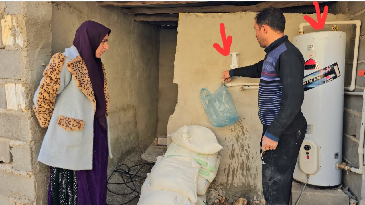 Rural Life: Ashraf Buys and Installs a Water Heater for a Nomadic 🛁 Bathroom