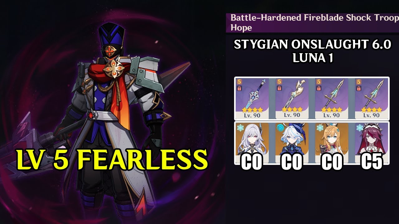 Stygian Onslaught 6.0 Diff 5 Fearless 3rd Boss - Skirk Furina Escoffier Rosaria | Genshin Impact