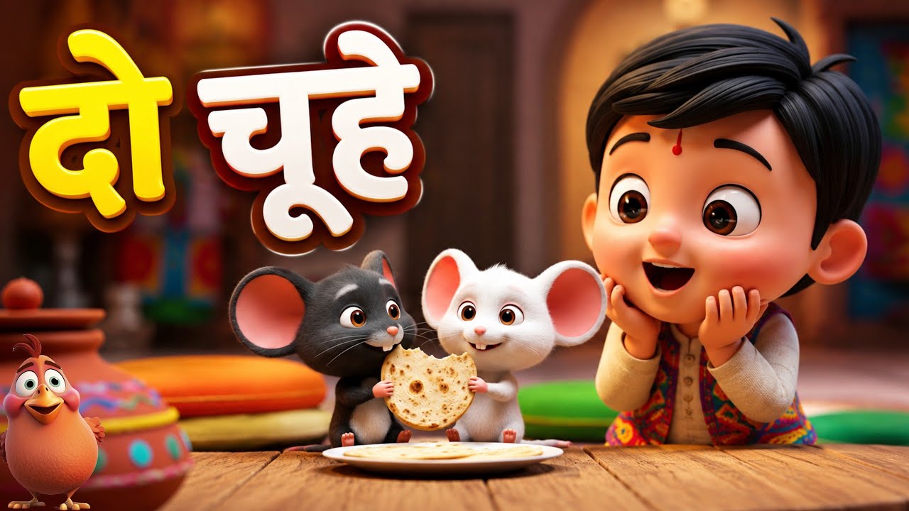🐭🐭दो चूहे थे | Hindi Rhymes for Kids | Mice Song | Cartoon Baby Rhyme