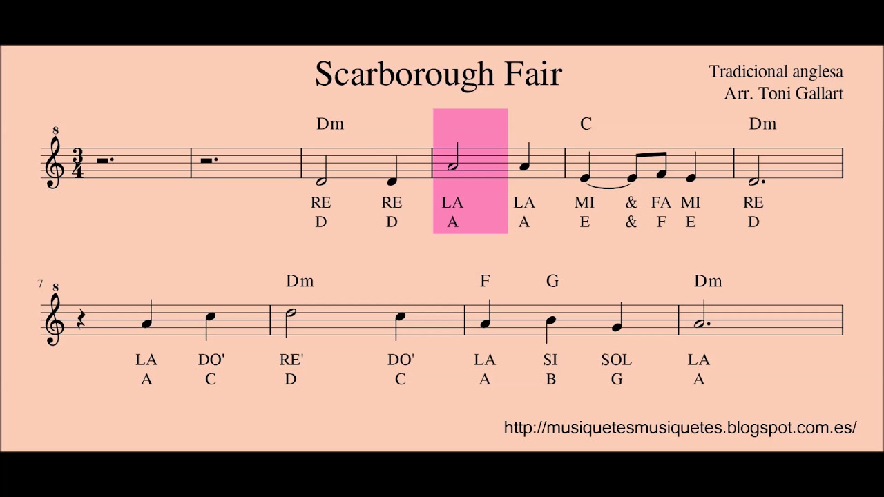 Scarborough Fair. Melodia + acompanyament. Flauta Violí Guitarra Piano