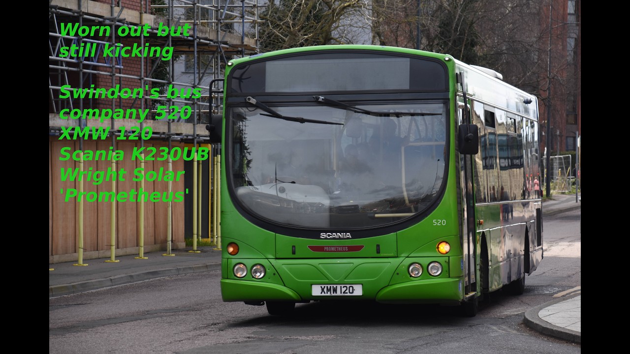 *Scania power* Swindon's bus company 520 XMW120 Scania K230UB Wright Solar 'Prometheus' on route 17