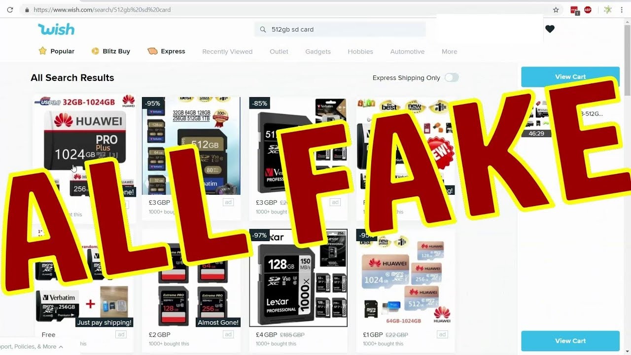 Testing a FAKE 512gb SD from Wish (SCAM Also On Aliexpress, eBay and even Amazon)