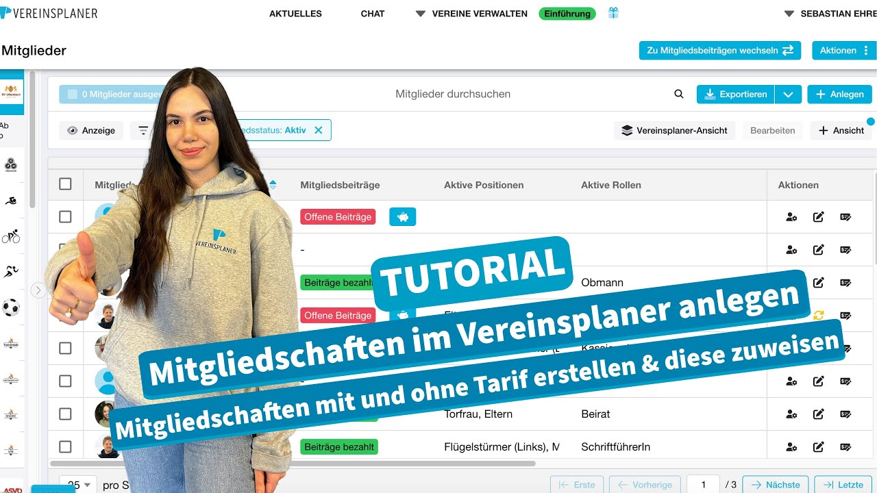 Wie lege ich Mitgliedschaften im Vereinsplaner an?