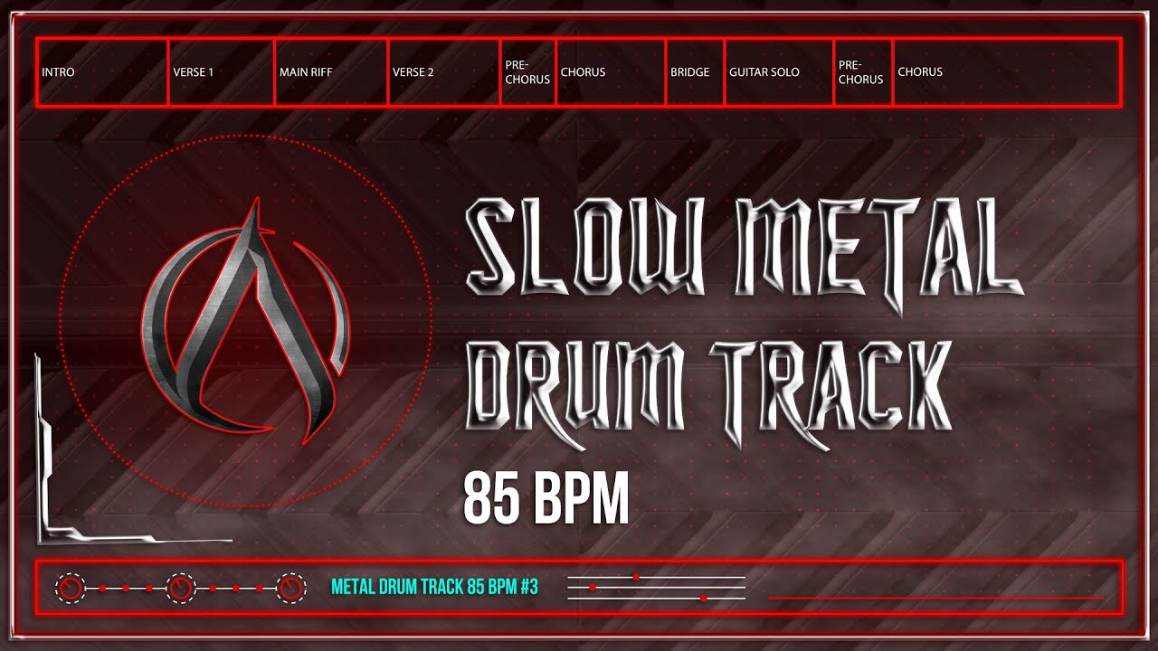 Slow Metal Drum Track 85 BPM (HQ,HD)