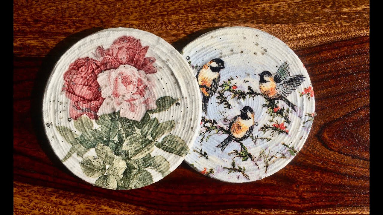 Threaded Decoupage on Coasters| How to| DIY| Home Decor| Handcrafted Coasters| Best Gifts| by_heART