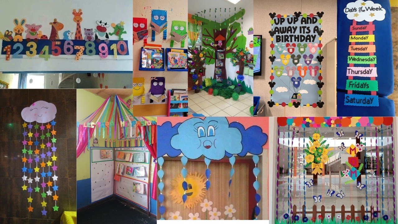 Classroom decoration ideas for preschool/Wall hanging decoration/Door decoration design/Paper crafts