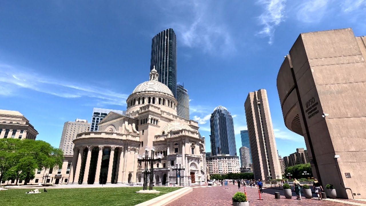 ⁴ᴷ⁶⁰ Walking Boston, MA: Tour of Back Bay (Christian Science Plaza, Copley Square, Boylston Street)