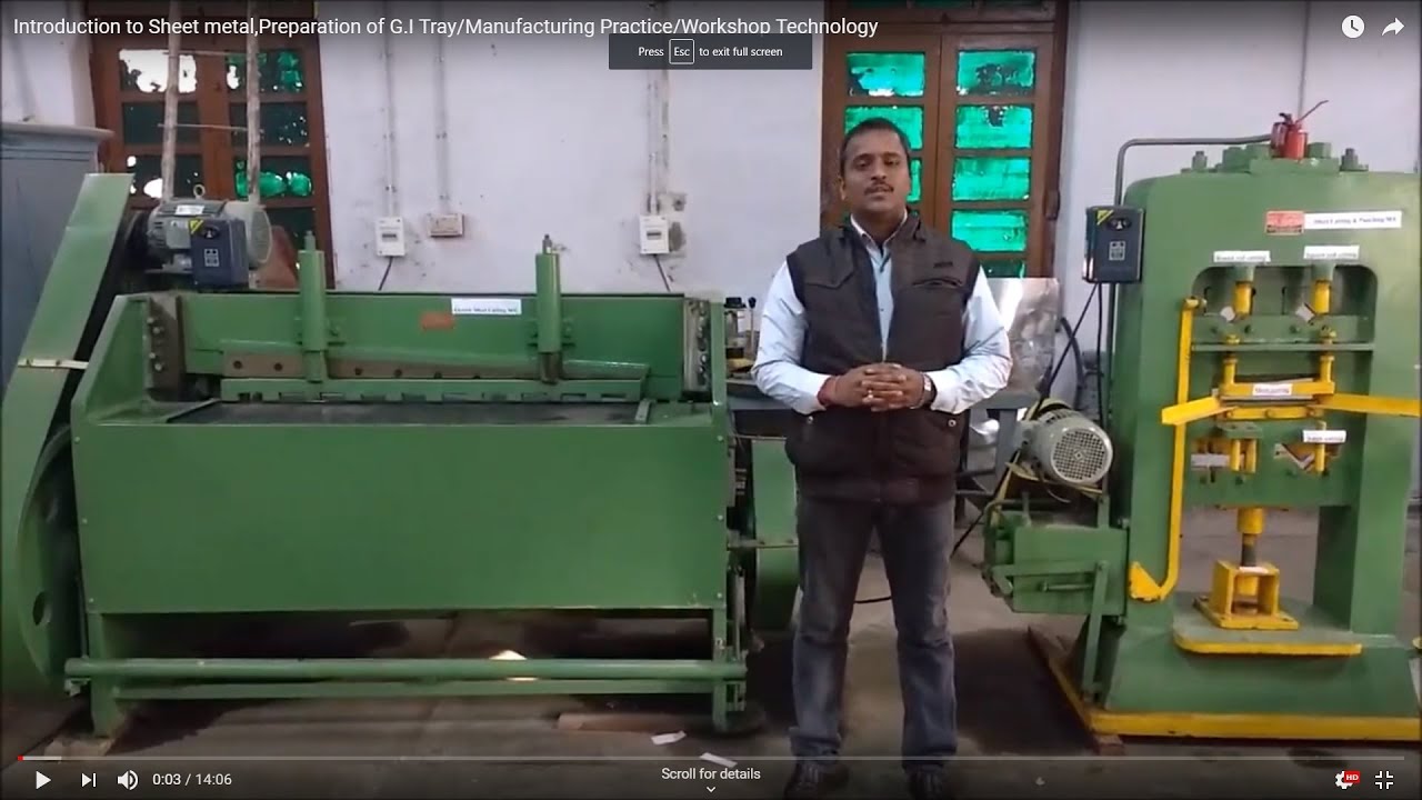 Introduction to Sheet metal /ME-105 Manufacturing Practice/Workshop Technology