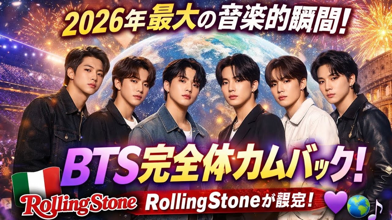 🌍🔥 BTS完全体カムバック！Rolling Stone Italyが選ぶ2026年最大の音楽的瞬間 💜🎶.         