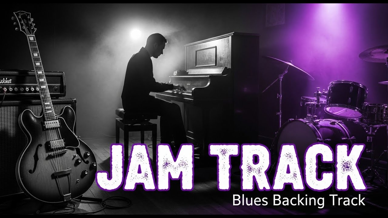 BLUES  Piano Backing Track for Guitar Jamming - All Skills - More Free Tracks on this Channel