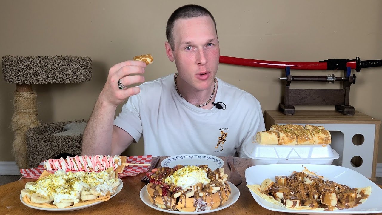 Loads of Sugar! | Waffle and Crepe Dessert Mukbang