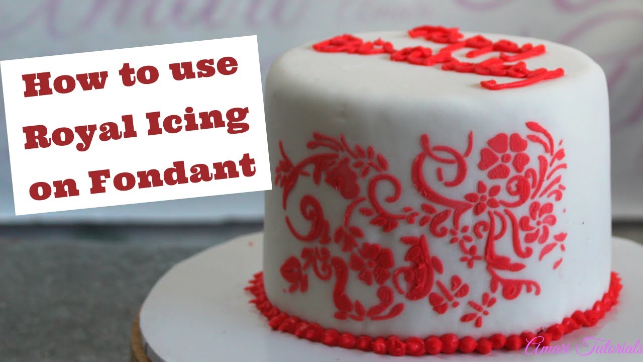 How to use Royal Icing on a Fondant Cake | Applying a stencil using Royal icing | Part 5