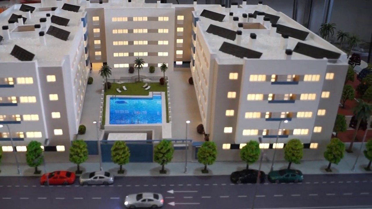 La maqueta de Residencial Portosol 3 Piscina interactiva Grupo Axfito
