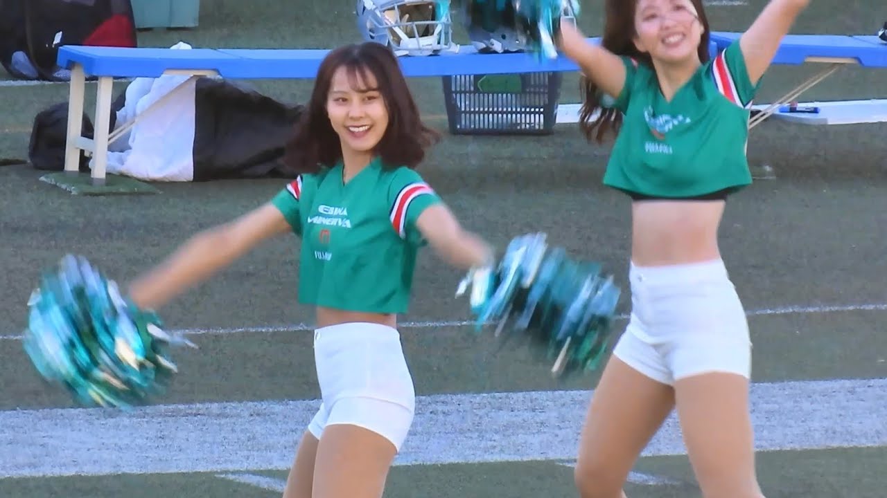 富士フィルム海老名Minerva AFC チア 241130 美女たちの応援パフォーマンス① ハーフタイムショー（後ろから）