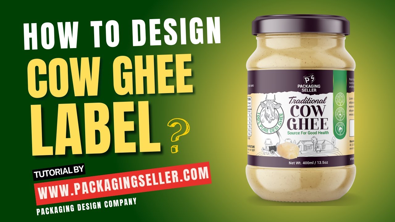 Cow Ghee Label design Tutorial 