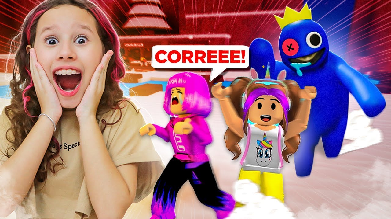 Roblox - FUGINDO DO BICHO AZUL BABÃO (Rainbow Friends) Valentina UniBlox