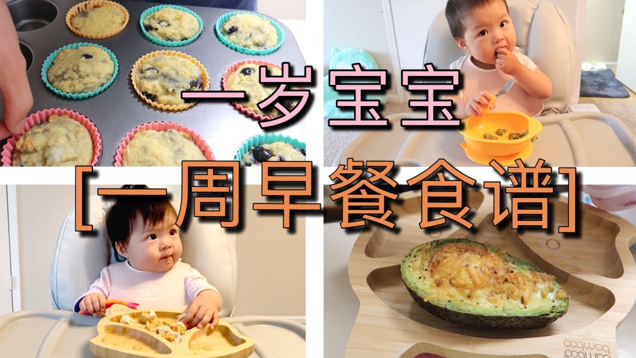 一岁宝宝一周早餐idea｜一岁宝宝早餐食谱｜牛油果烘蛋|蓝莓玛芬|blueberry muffin|宝宝饺子|芋头菠菜松饼| 一岁辅食| toddler breakfast idea
