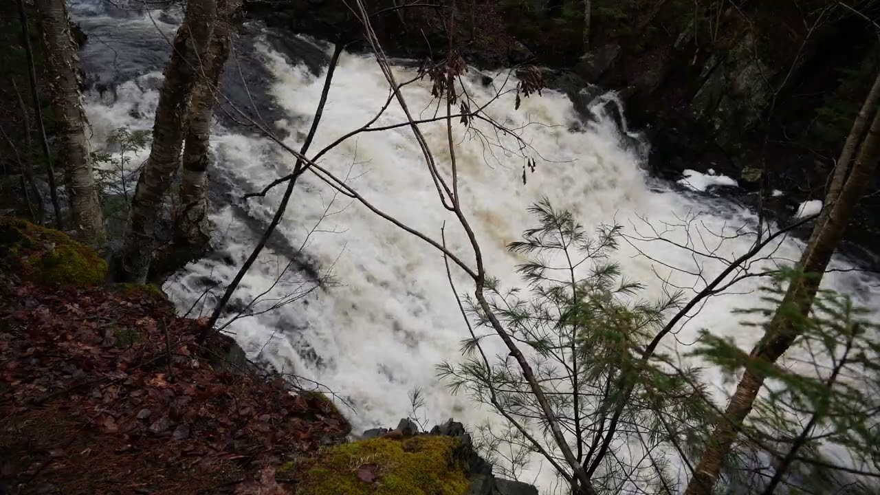 The sounds of Miller Falls waterfall in Fall River, Nova Scotia