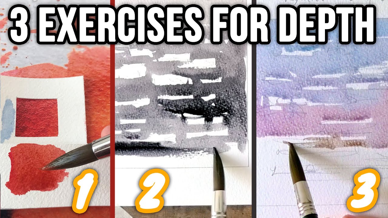 3 Beginner Exercises for Painting DEPTH in WATERCOLOR