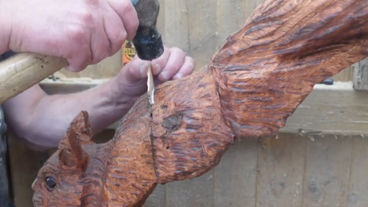 How to Repair Cracks in a Chainsaw Carving.