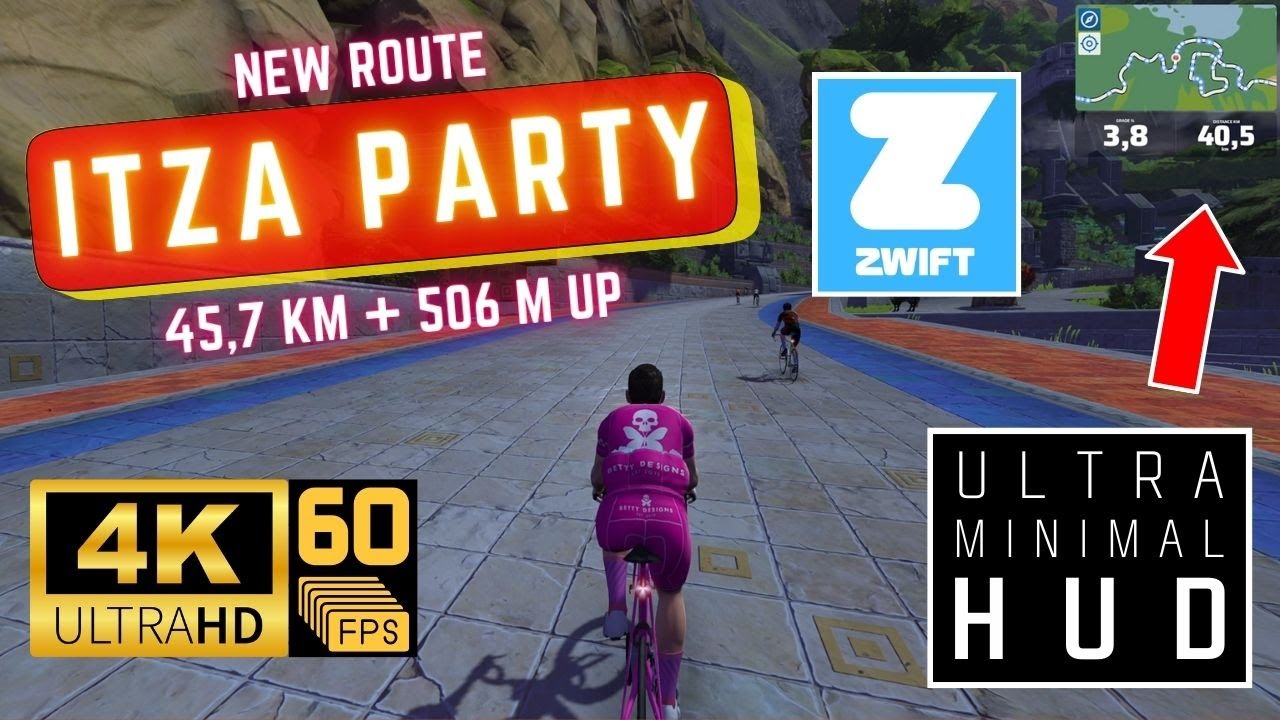ITZA PARTY (45,7 km / 506 m up) - ZWIFT 4K 60fps Ultra HD 2160p RTX 4060 - Zwift New Route