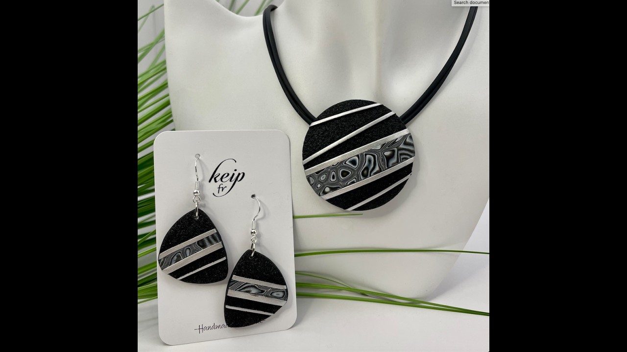 Classy Black & White Polymer Clay Mokume Gane with Metal Mica Pigment Finish - Simple yet Striking