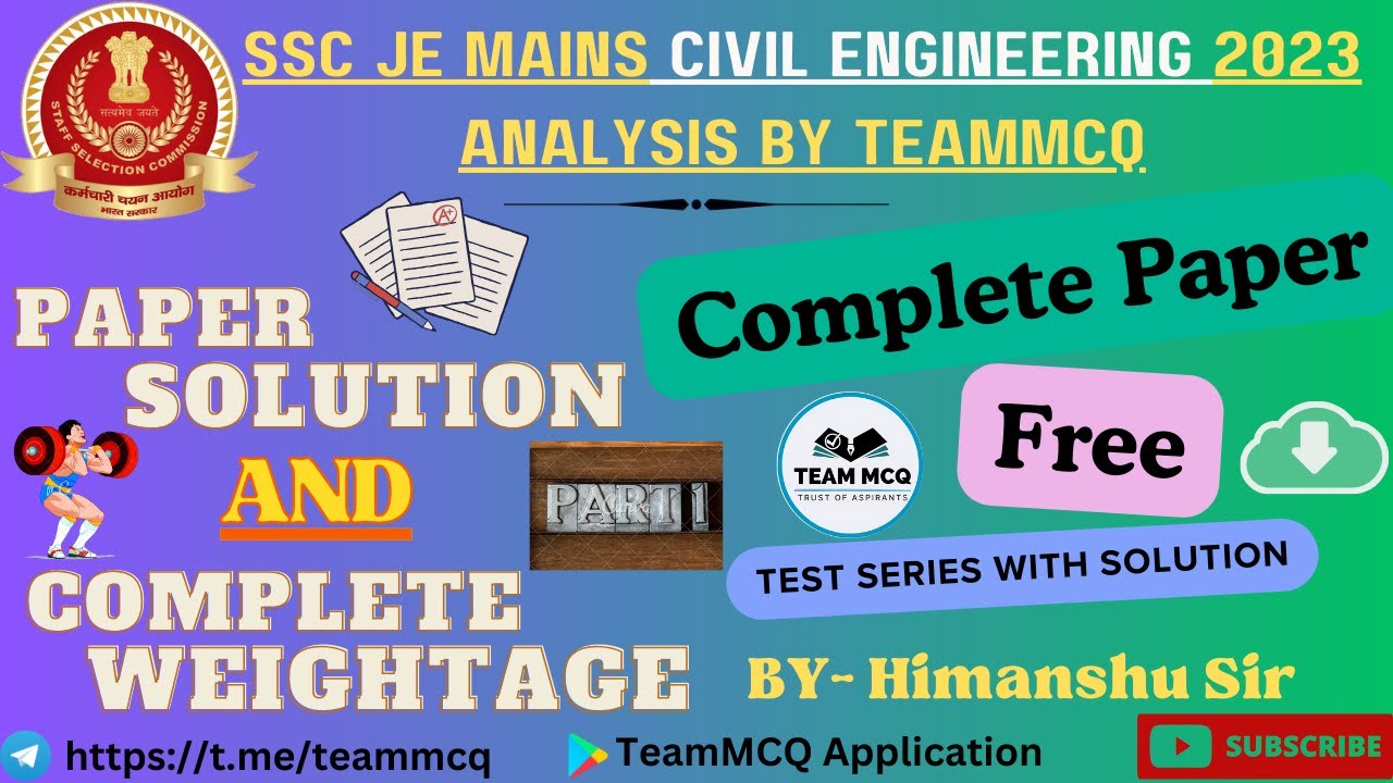 SSC JE Mains 2023 Paper Solution|SSC JE MAINS Previous year Weightage | SSC JE Mains Test Series
