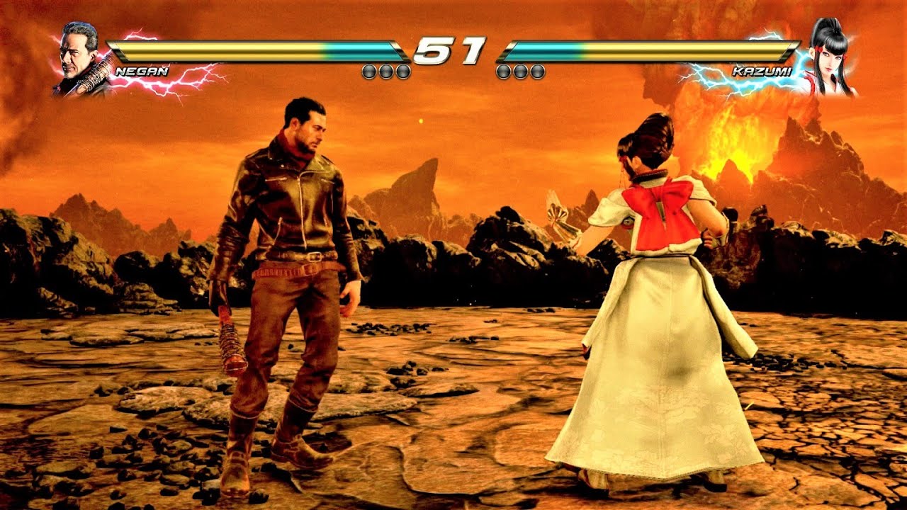 Negan The Walking Dead vs Final Boss Kazumi (Hardest AI) - TEKKEN 7 Arcade Mode