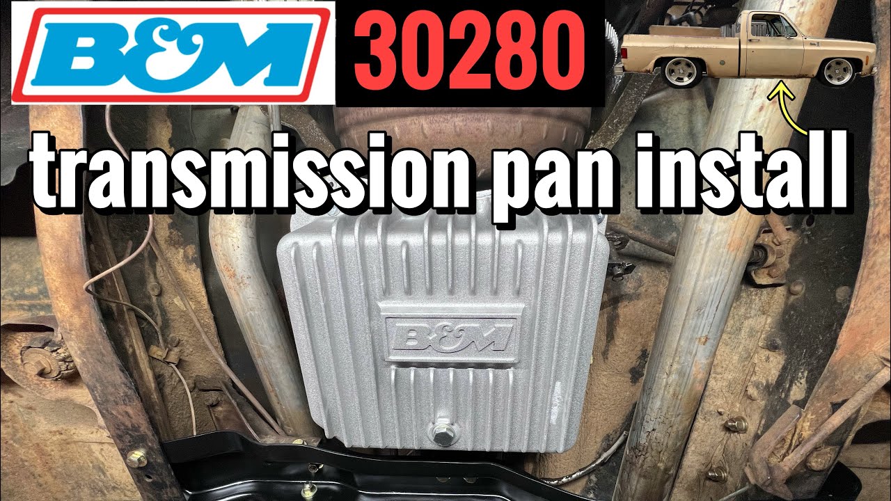 B&M 30280 transmission pan install in a squarebody truck