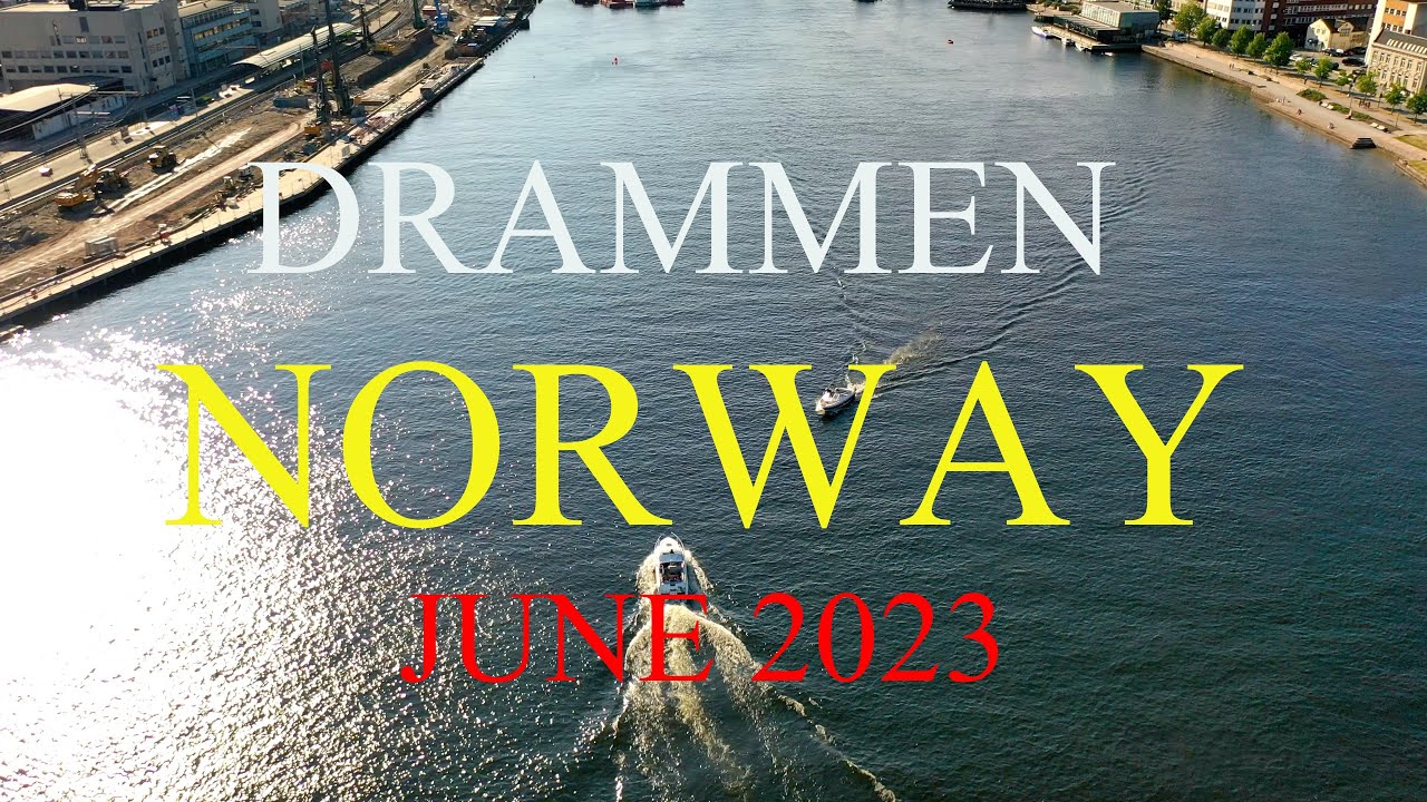 Drammen Norway June 2023 Drone 4K.