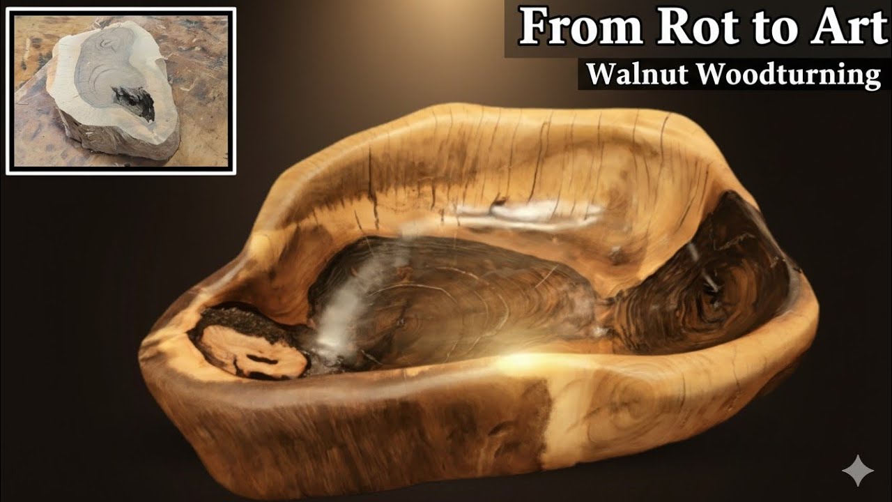 From Defect to Art: Turning a Deformed Walnut Block into a Stunning Wooden Bowl 🌳✨