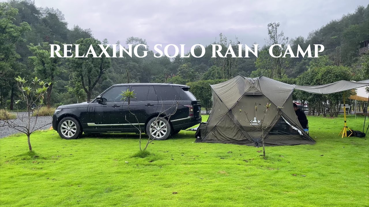 SOLO Car CAMPING in the RAIN: COOKING and RELAXING in the cosy tent
