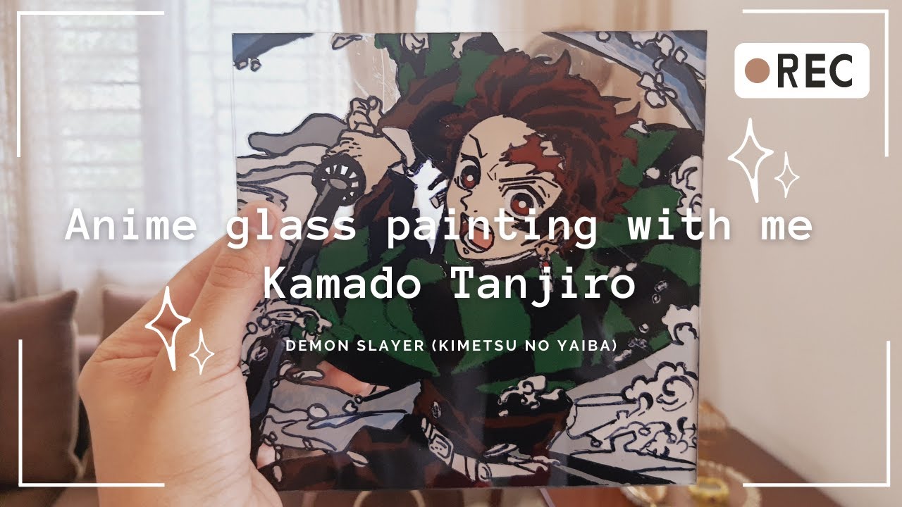Anime glass painting with me | Kamado Tanjiro from Demon Slayer✨ | Kimetsu no Yaiba⚔️