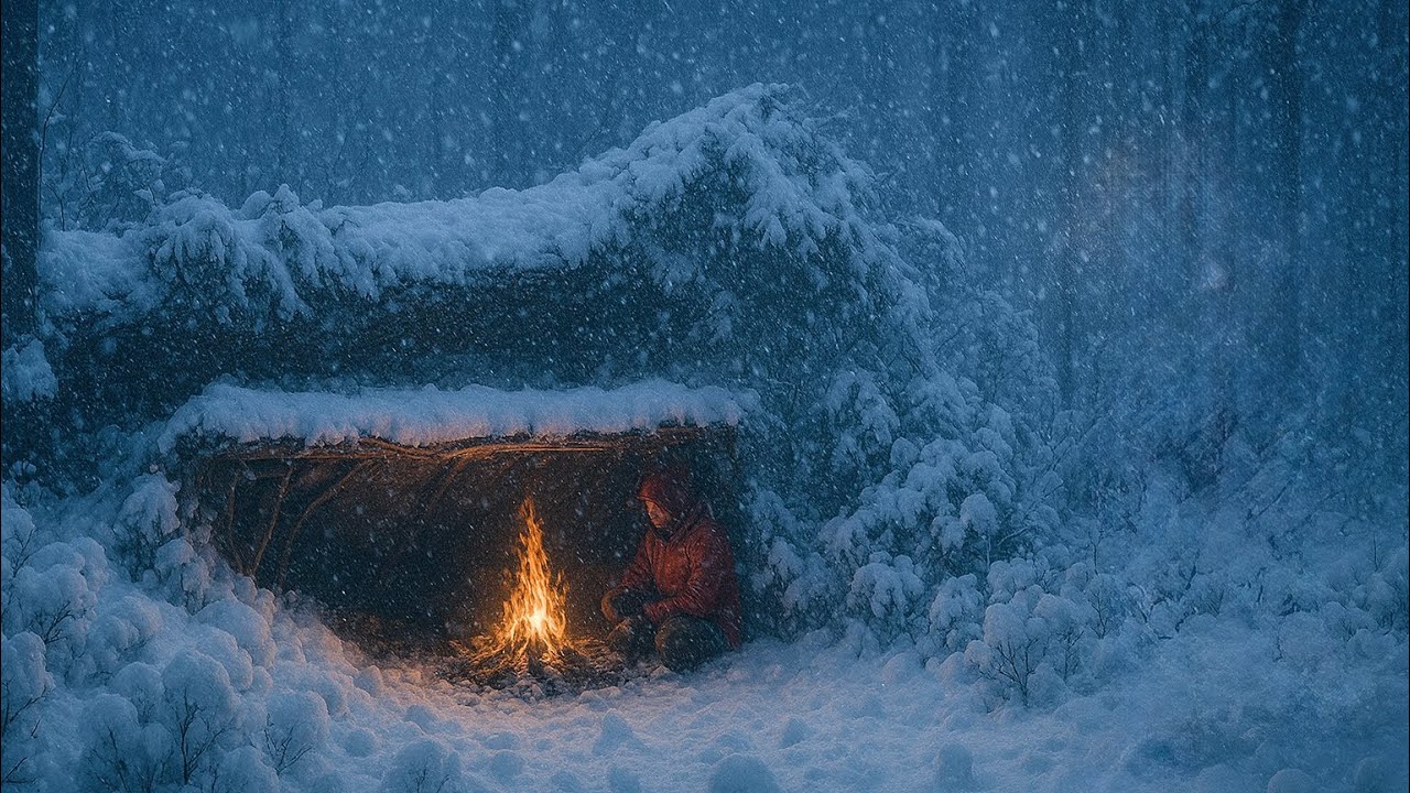 Winter Survival Camping in a CRAZY Blizzard | 2 Days Alone -20&deg;C &ndash; Just Fire