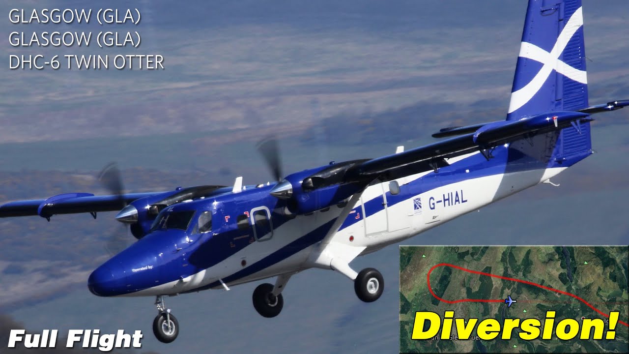 Flybe Весь полет | Аварийная посадка | Глазго Глазго | DHC 6 Twin Otter (с ATC)