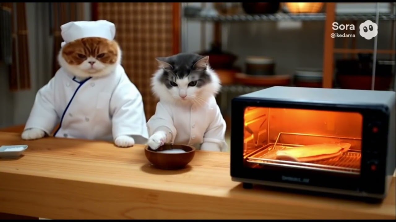 和食の料理修業をする猫ちゃん