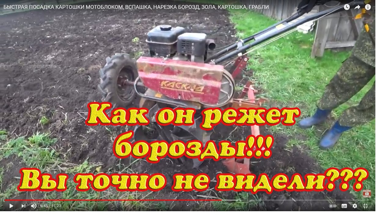 БЫСТРАЯ ПОСАДКА КАРТОШКИ МОТОБЛОКОМ, ВСПАШКА, НАРЕЗКА БОРОЗД, ЗОЛА, КАРТОШКА, ГРАБЛИ