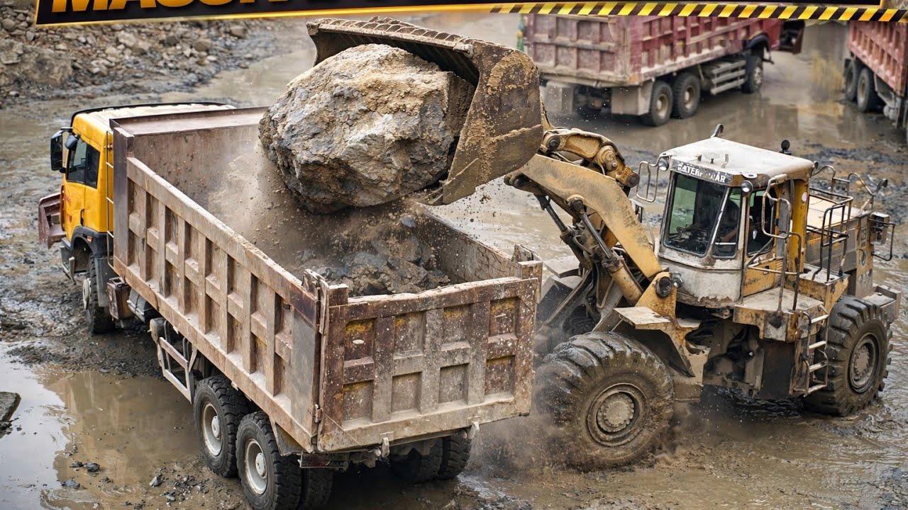 🔥 Ultimate Heavy Equipment Action – Caterpillar Loading Stones!🚜 Monster Caterpillar Lifting Gaint