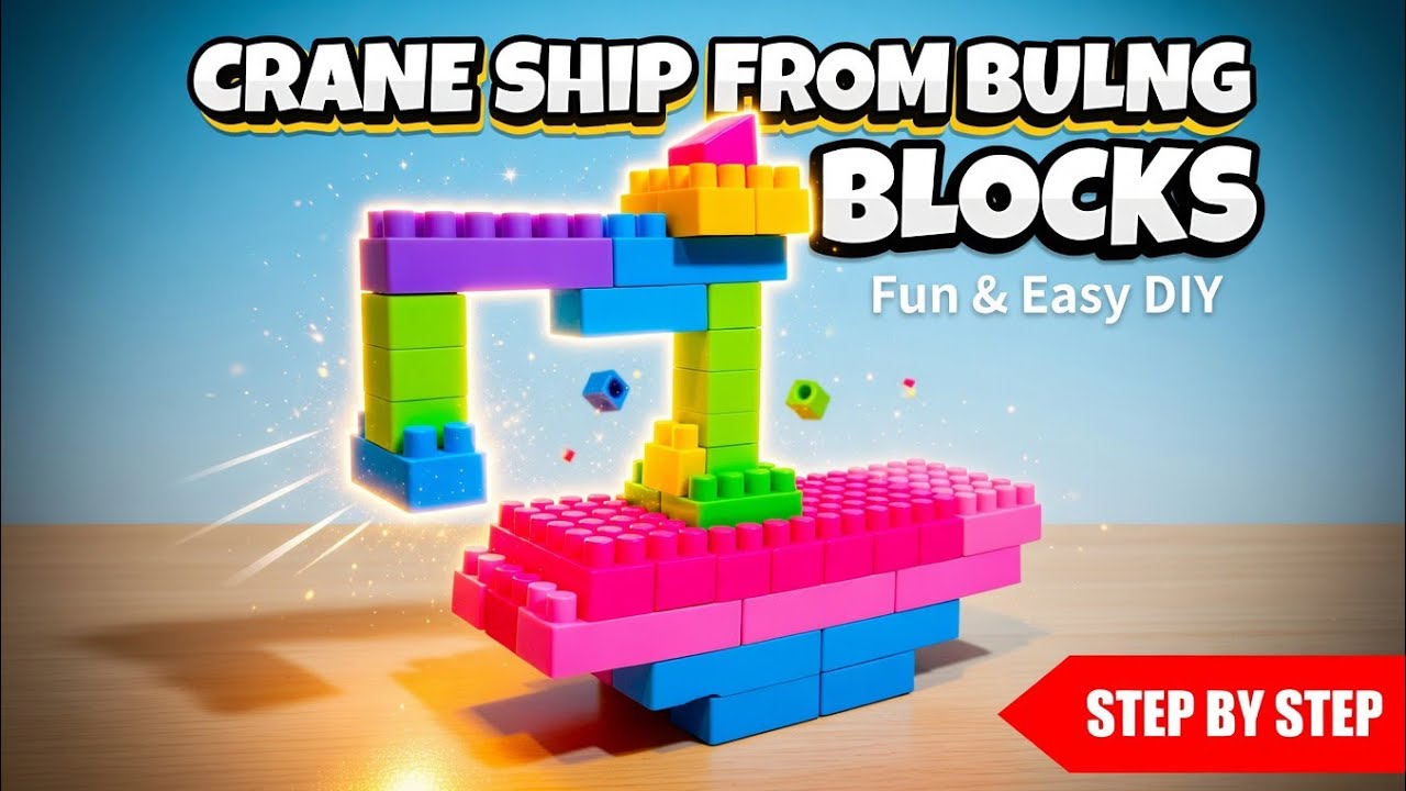 Satisfying Crane Ship from Building Blocks | Relaxing ASMR Port Build
