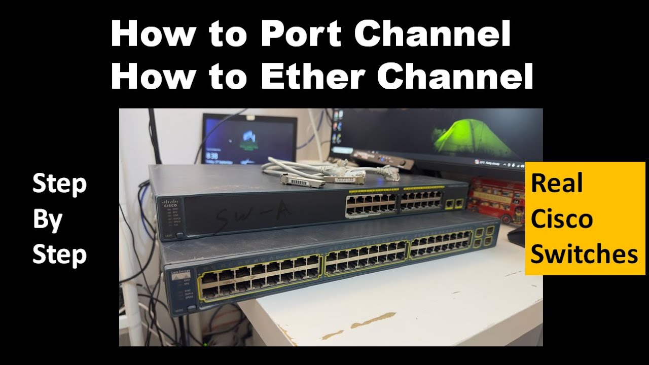 Канал порта на реальных коммутаторах Cisco. Конфигурации канала Ether. Режим LACP активен.