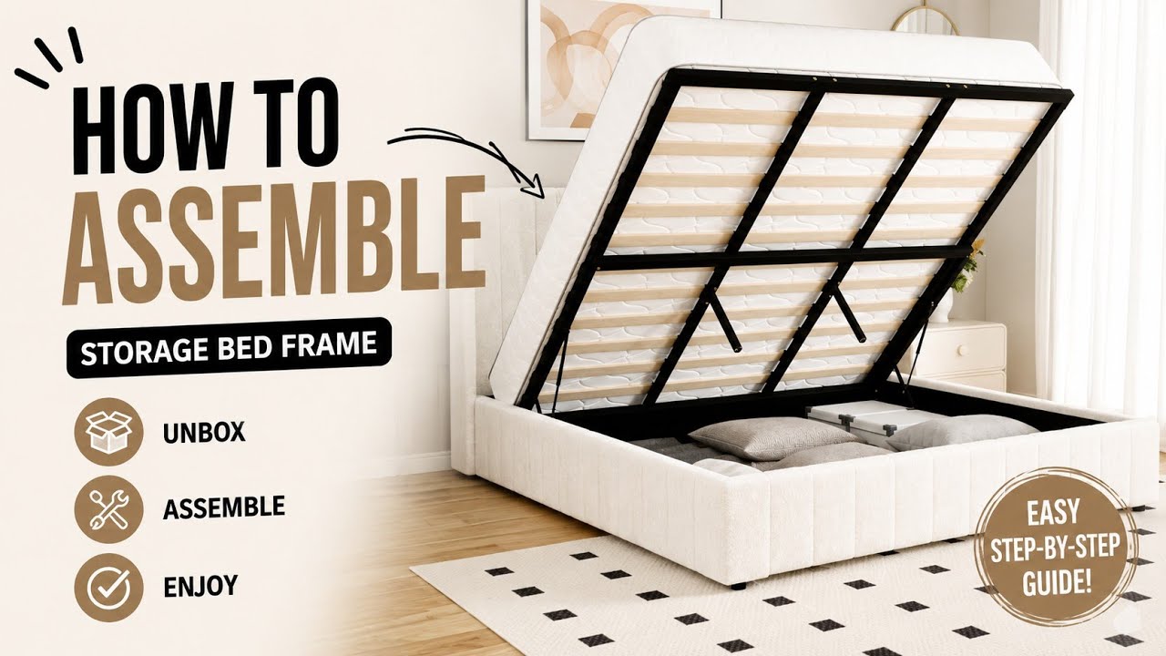 How to Assemble Oikiture Gaslift Bed Frame King Size