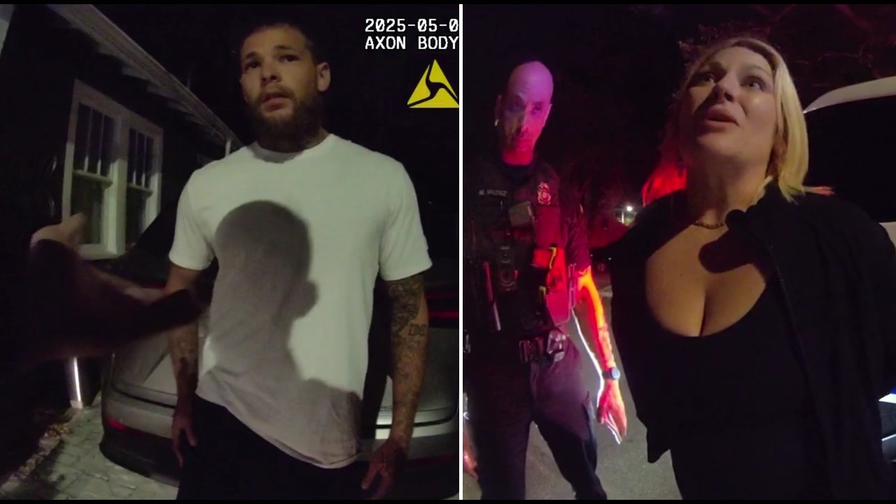 Florida couple arrested after reckless driving - Passenger tries to pull driver from police