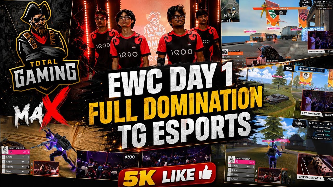 EWC DAY 1 FULL DOMINATION TG ESPORTS |TG SHANKY TG MAFIA BEST MOMENT IN EWC DAY 1|TOTAL GAMING | TG 