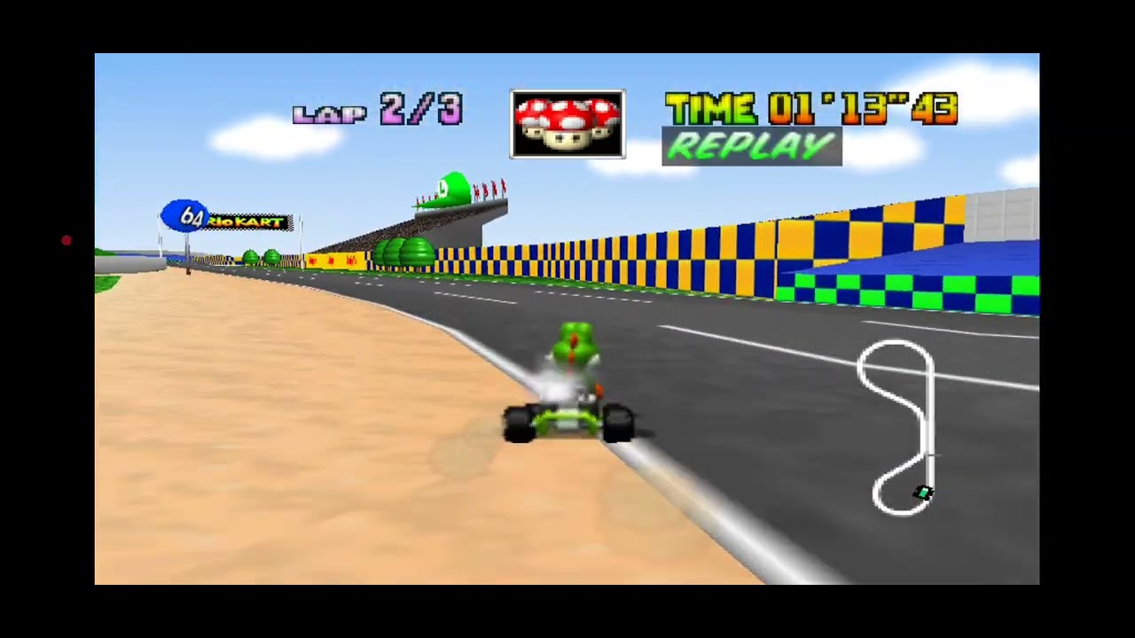 Mario Kart 64 Repeticiones - Carrera Contra Tiempo - Luigi Raceway - Yoshi